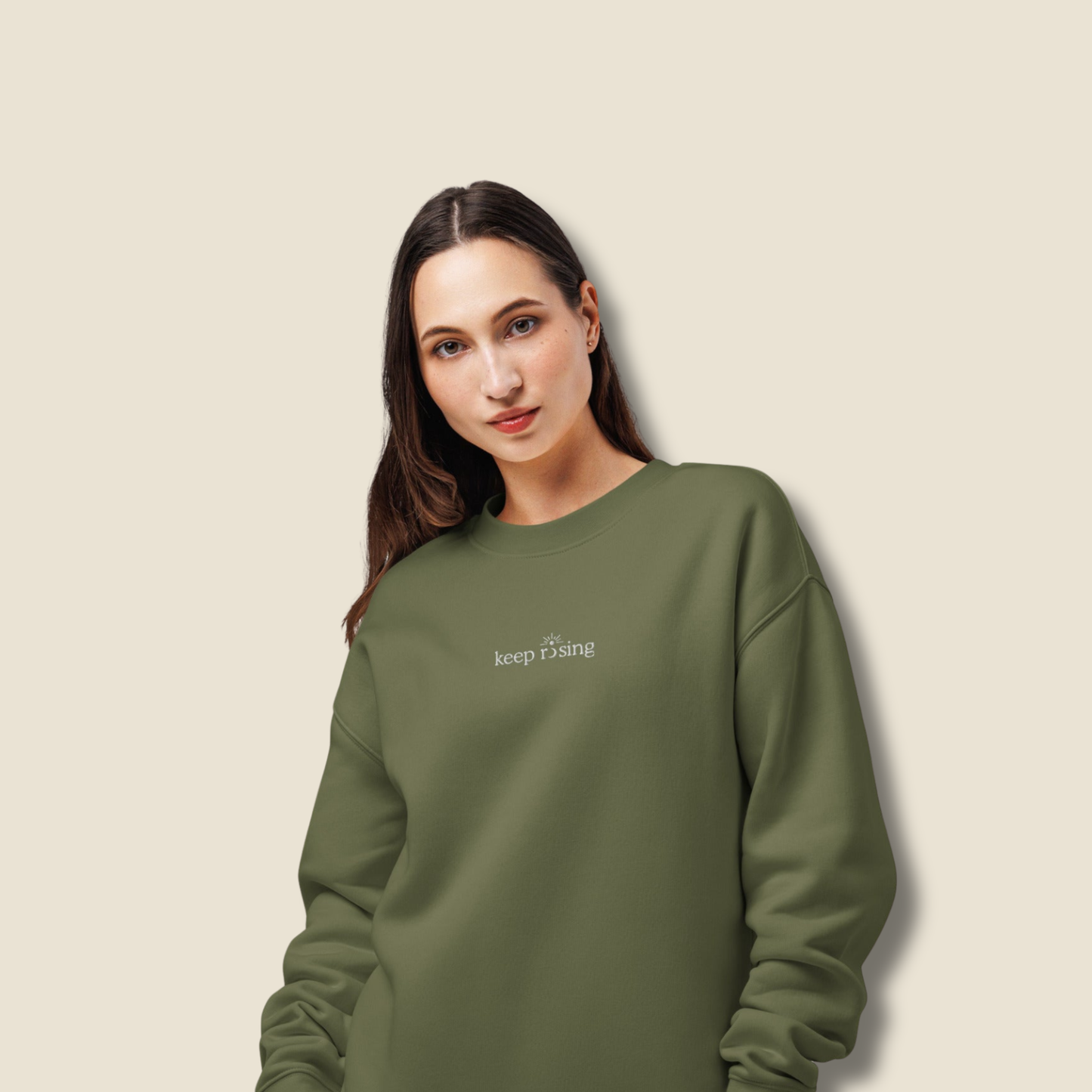 Embroidered Keep R;sing Crew Sweatshirt
