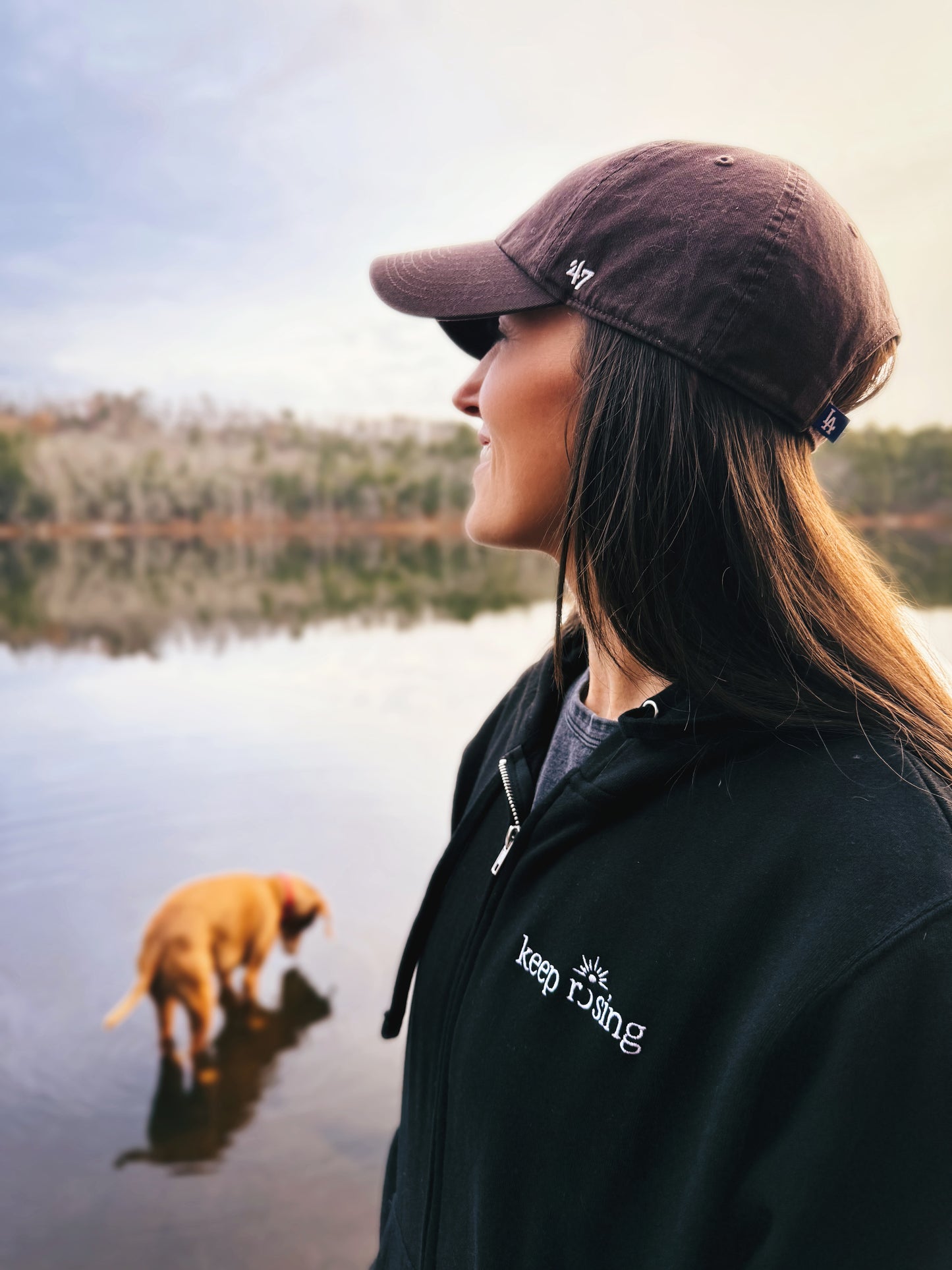 Keep Rising Embroidered Zip-Up Hoodie